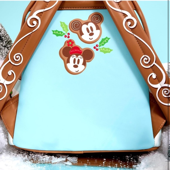 Loungefly Mickey & Minnie Ice Skating Holiday Gingerbread Scented Mini-Backpack - Picture 9 of 12